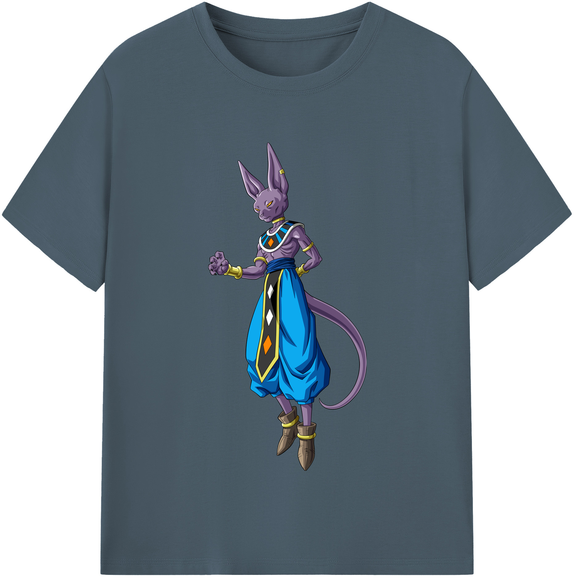（画像用） ドラゴンボール ビルス 破壊神ビルス DRAGON BALL Beerus Birusu 綿100％半袖Tシャツ（フロントプリント）